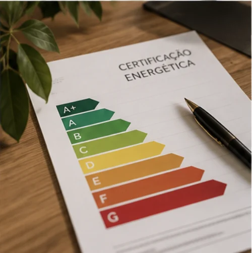 Documento de certificação energética com escala de eficiência